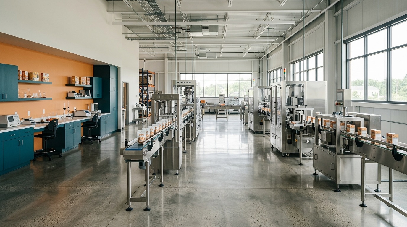 A clean modern food-manufacturing and product-innovation facility